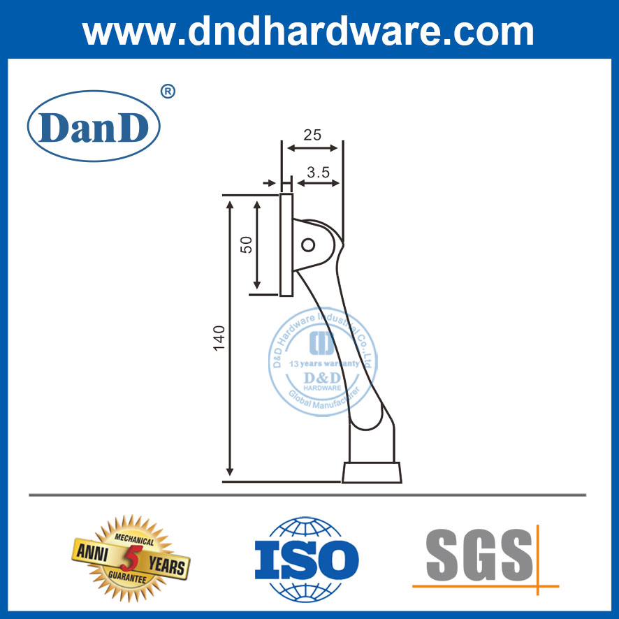 Sicherheitstür Stopp Zinklegierungstürhalter Satin Nickel-Tür montiertes Tür Stopp-DDDS022