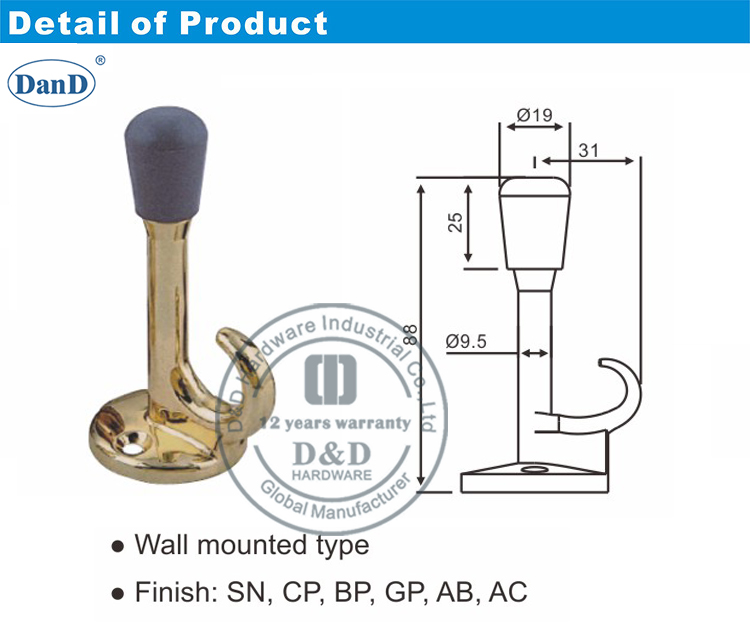 Unsichtbare T&uuml;rstopp-D- und D-Hardware