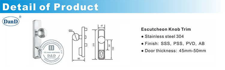 Escutcheon-Knopf-Trim-D und D-Hardware