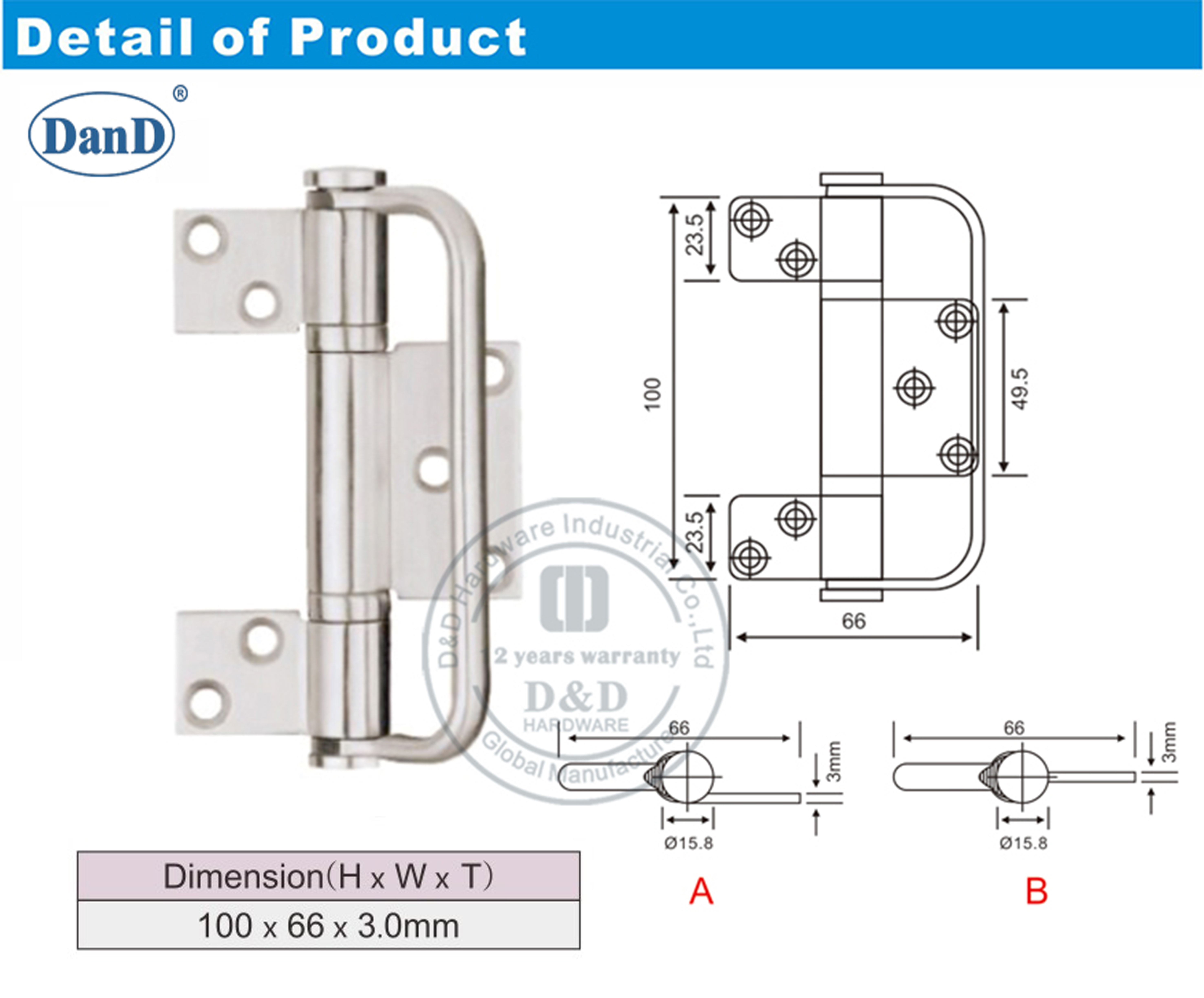 Kugellager-Scharnier-D und D-Hardware