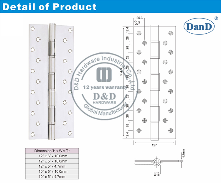 Edelstahl-Heavy-Duty-Scharnier-D und D-Hardware