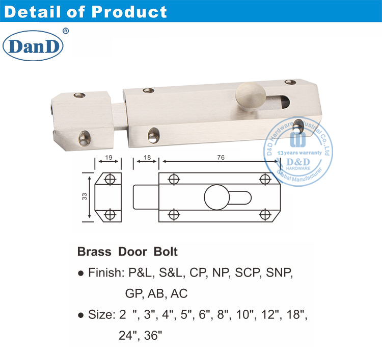 Schieber Bolzenriegel Latch -Schloss