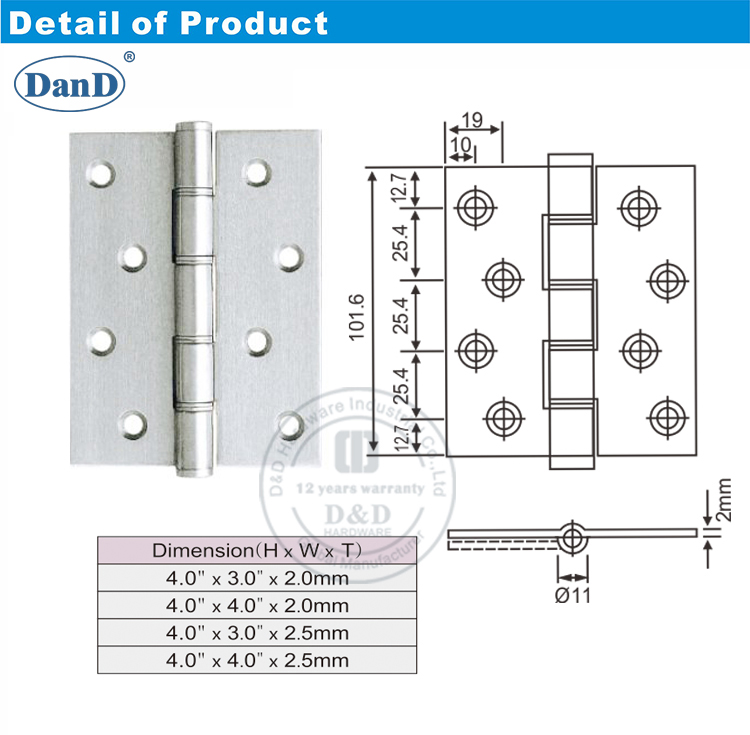 Edelstahl-Doppelwaschmaschinen-Scharnier-D und D-Hardware