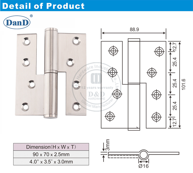 Edelstahllift ausgelenkt-d und d-Hardware