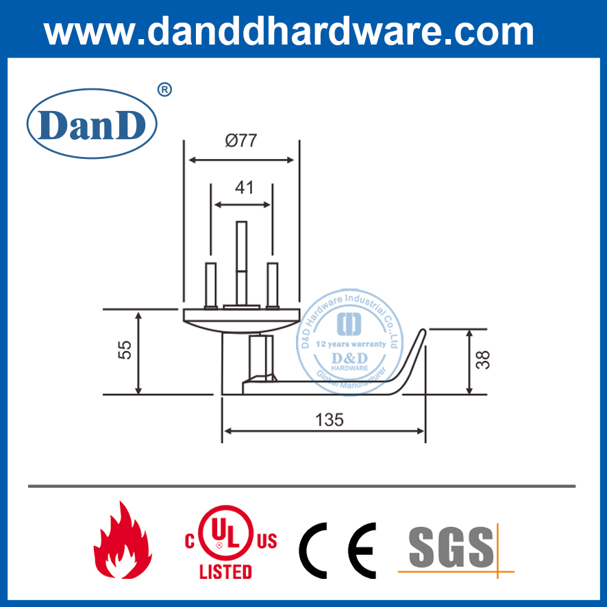 SS304 Feuerausgang Hardwae-Hebelverkleidung für Feuerflucht Tür-DDPD012