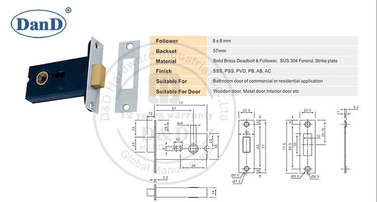Euro-Badezimmer-Deadbolt -D- und D-Hardware