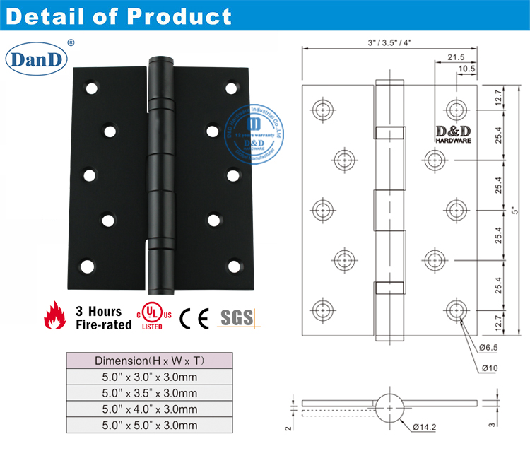 Mattschwarzer T&uuml;rscharnier-D und D-Hardware