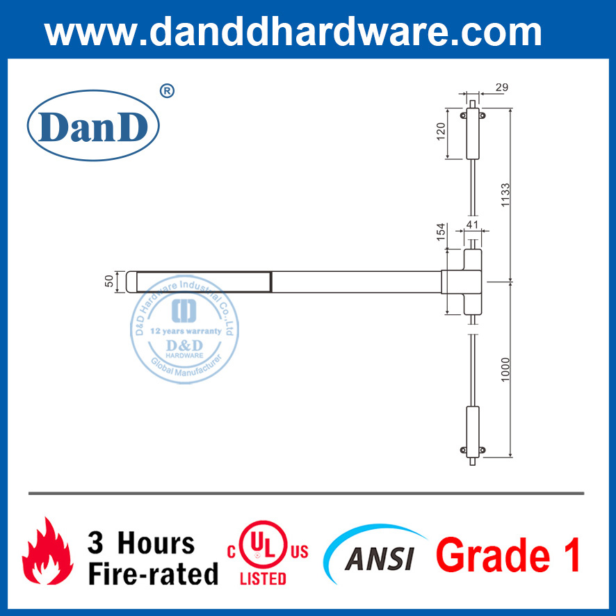 UL-Listed ANSI Stahl vertikaler Stangenausgangsgerät DDPD004